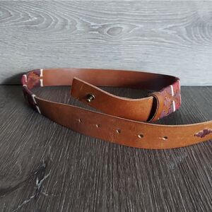 Loft Southwest Leather Embroidered Belt Extra Small